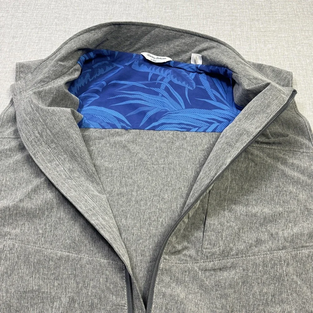 Tommy Bahama Island Active Windbreaker Jacket Vest Mens XL Gray Full Zip